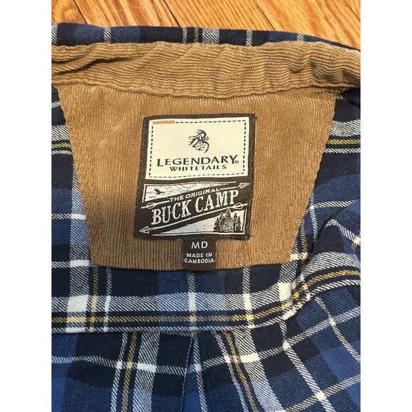 Legendary Whitetails The Original Buck Camp Flannel Men Med Plaid Corduroy Cuffs - Picture 3 of 5